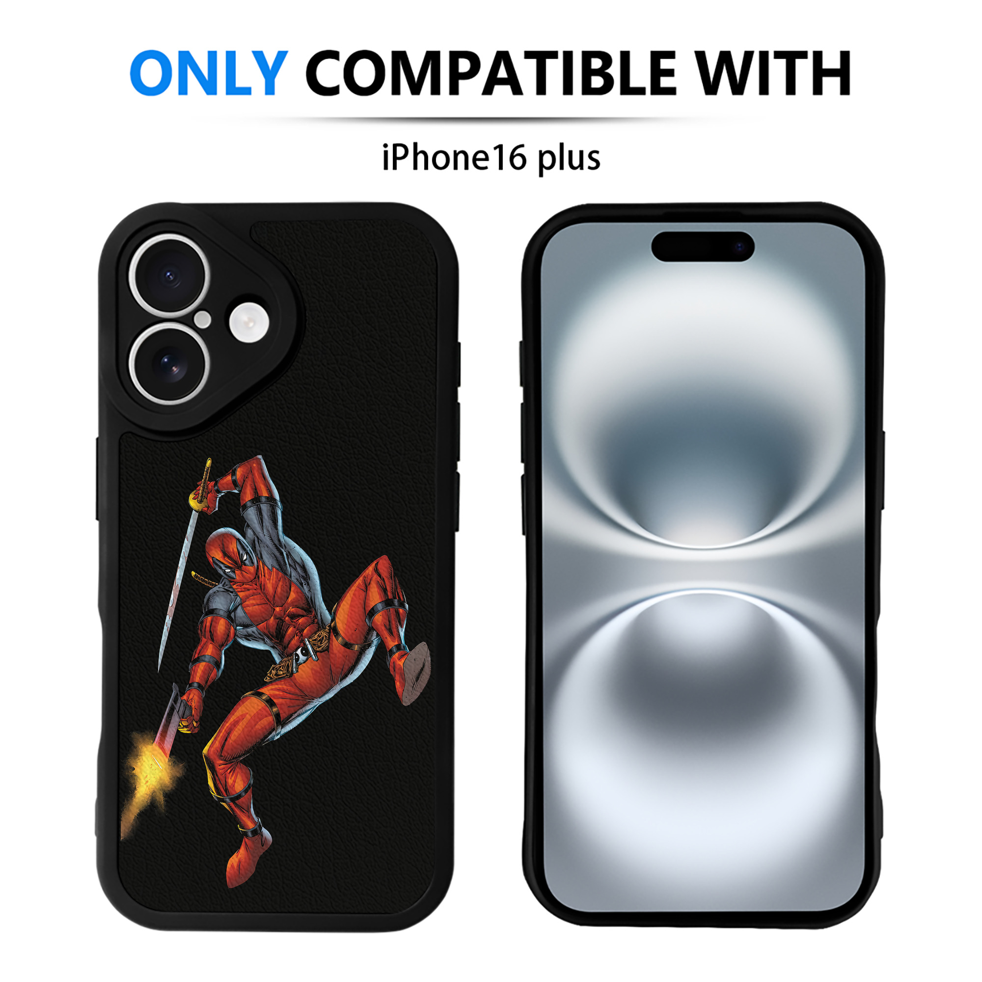 （画像用） Deadpool デッドプール 【iPhone 16シリーズ対応】シリコンスマホケース（レザー調） 材質：シリコン